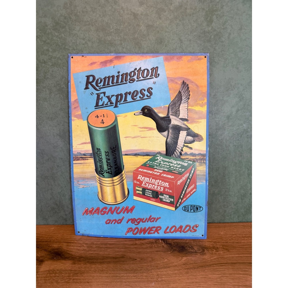 Remington Express Metal Sign Vintage 1991 Duck Hunting Ammo Tin Sign 16x12.5